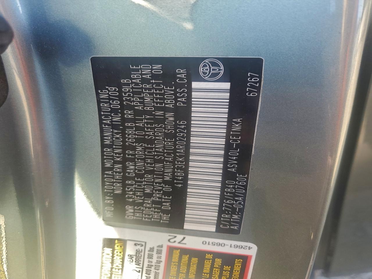 2010 TOYOTA CAMRY BASE photo 23