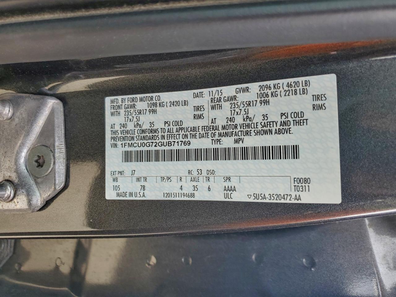 2016 FORD ESCAPE SE photo 13
