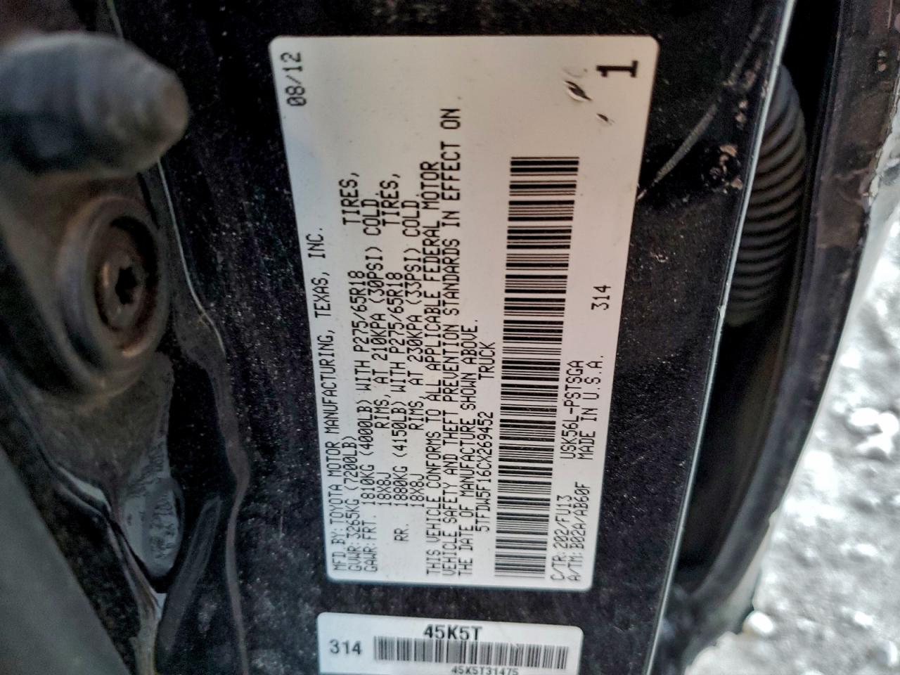 2012 TOYOTA TUNDRA CREWMAX SR5 photo 12