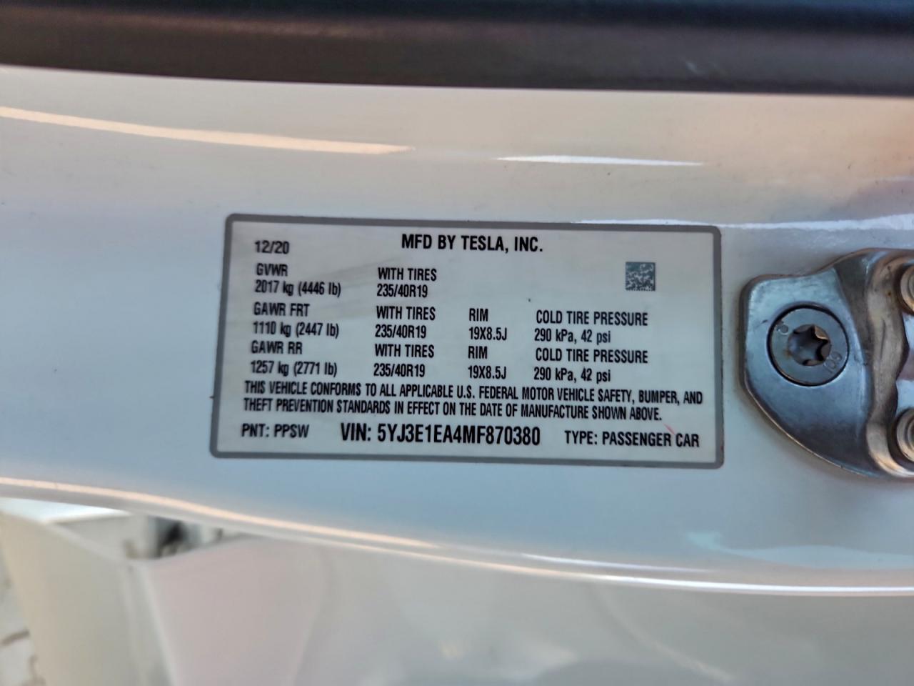 2021 TESLA MODEL 3 photo 25
