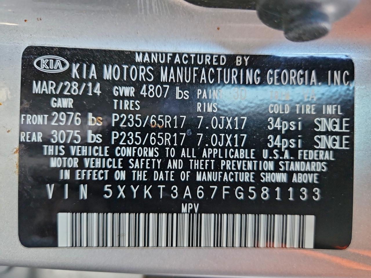 2015 KIA SORENTO LX photo 25