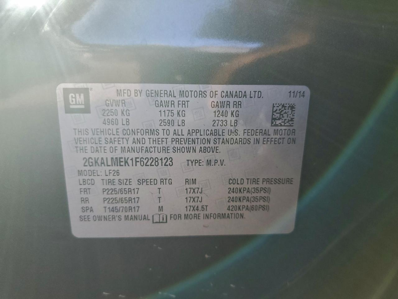 2015 GMC TERRAIN SLE photo 37
