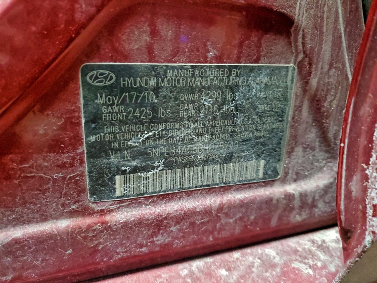 2011 HYUNDAI SONATA GLS photo 49