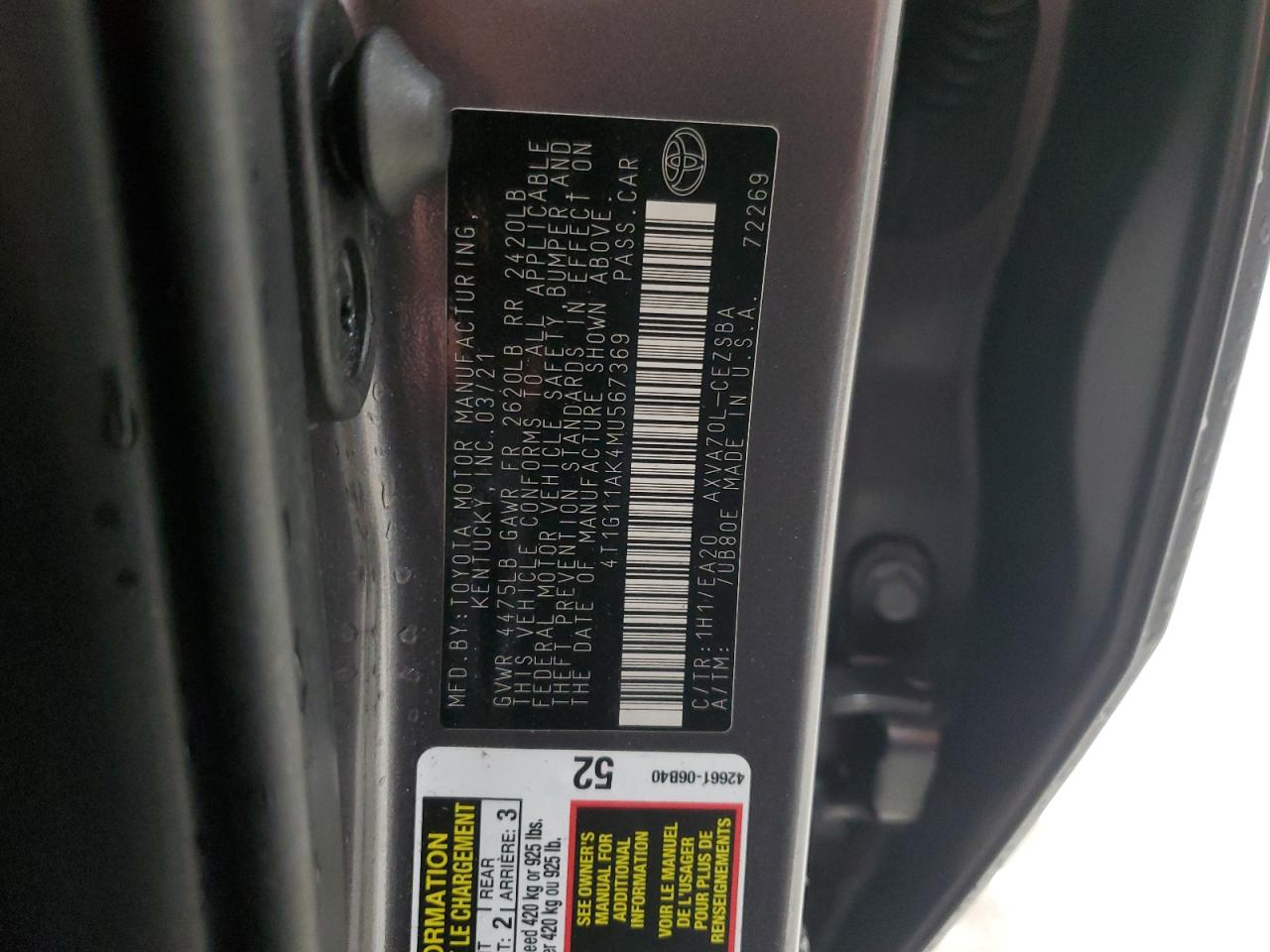 2021 TOYOTA CAMRY SE photo 12