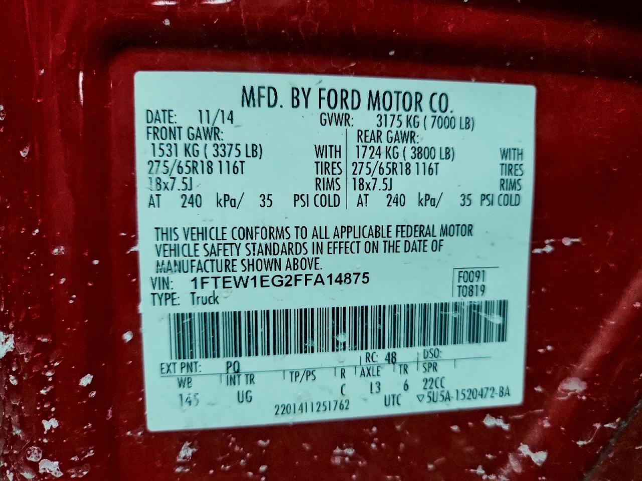 2015 FORD F150 SUPERCREW photo 34