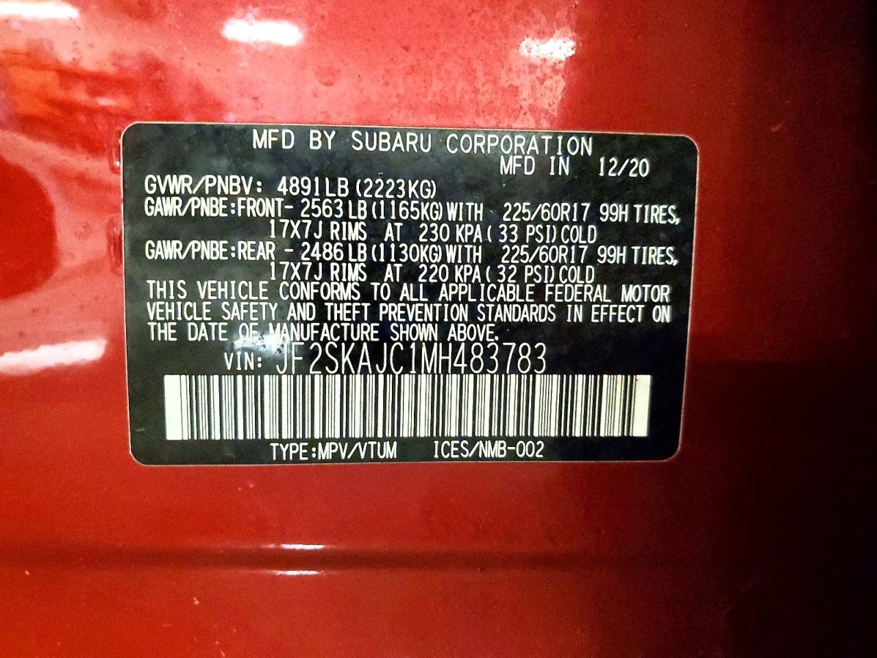 2021 SUBARU FORESTER PREMIUM photo 13