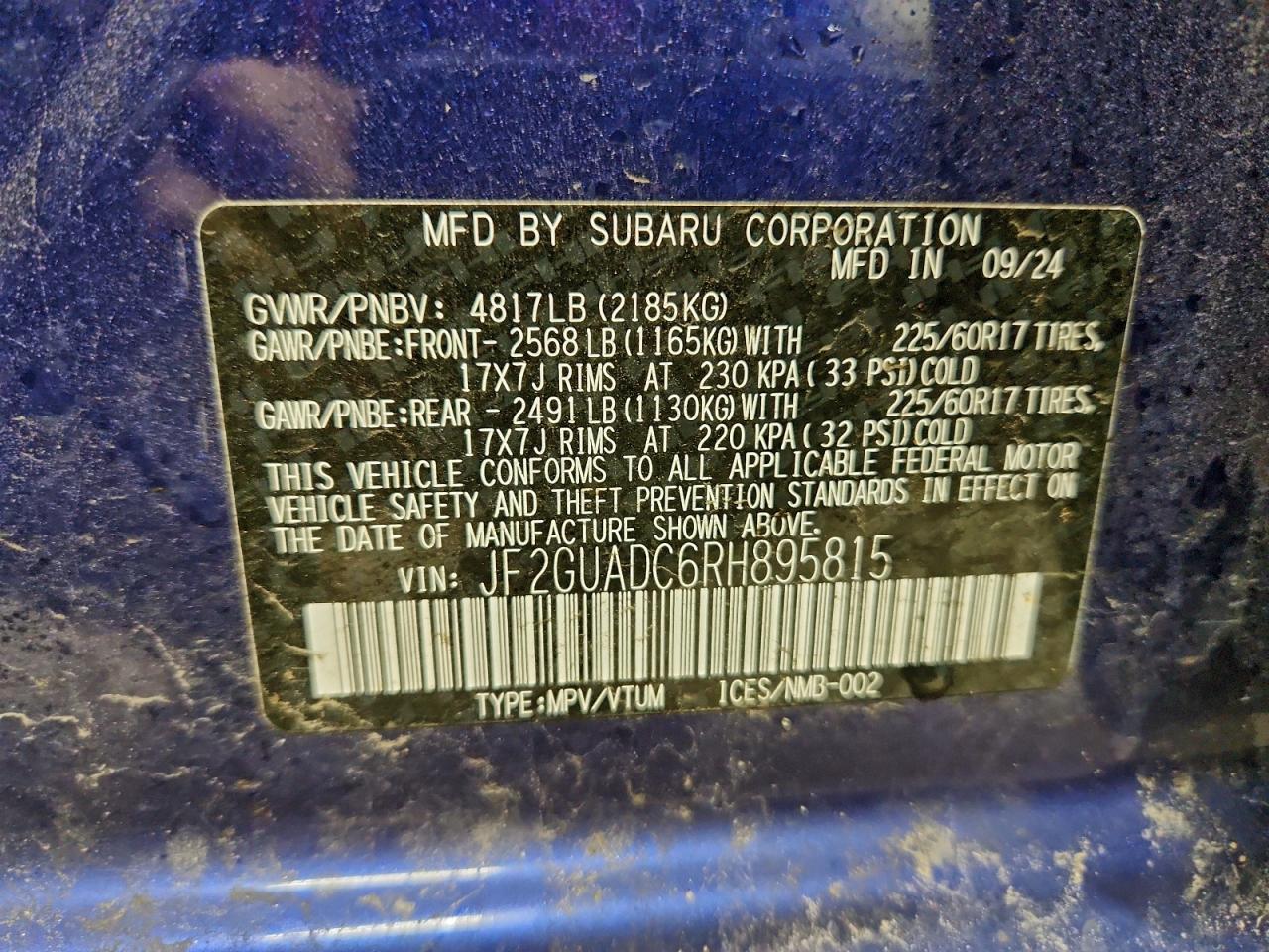 2024 SUBARU CROSSTREK PREMIUM photo 14