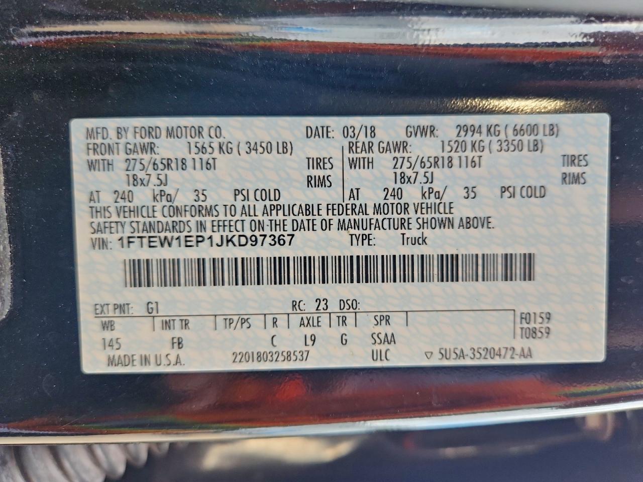 2018 FORD F150 SUPERCREW photo 12