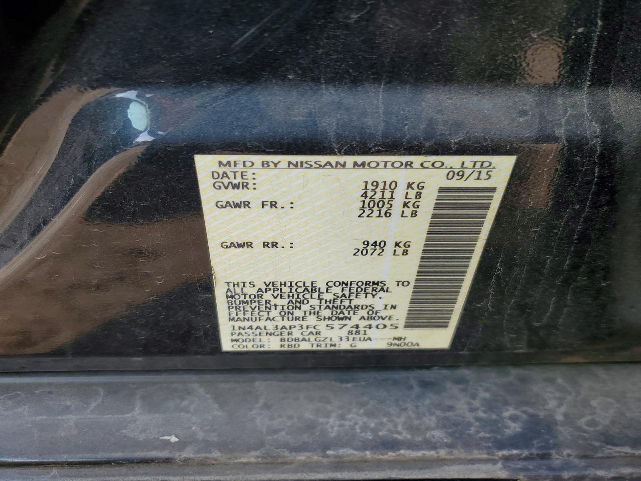 2015 NISSAN ALTIMA 2.5 photo 25