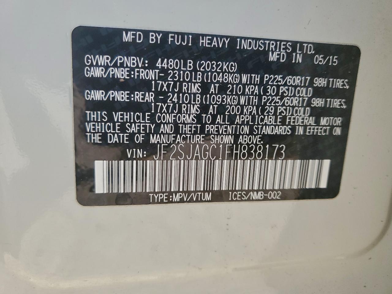 2015 SUBARU FORESTER 2.5I PREMIUM photo 13