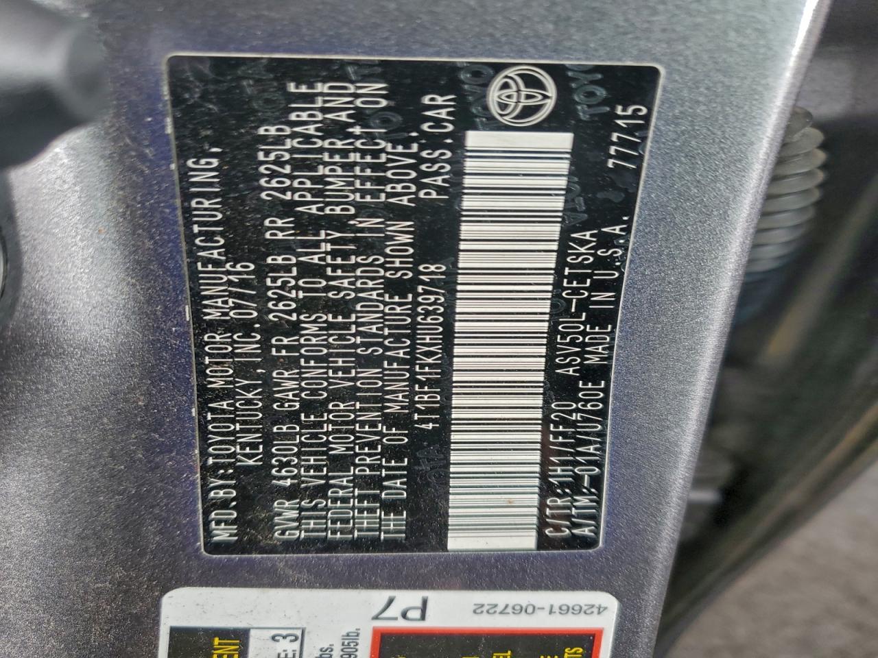 2017 TOYOTA CAMRY LE photo 13