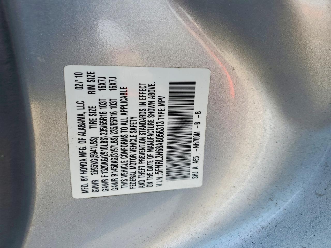2010 HONDA ODYSSEY EXL photo 13