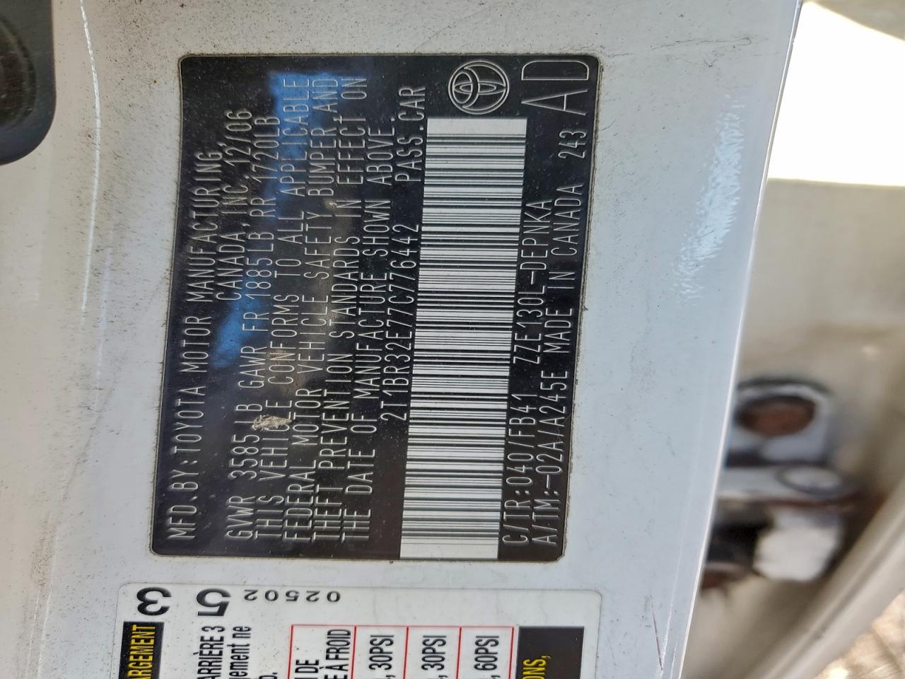 2007 TOYOTA COROLLA CE photo 12