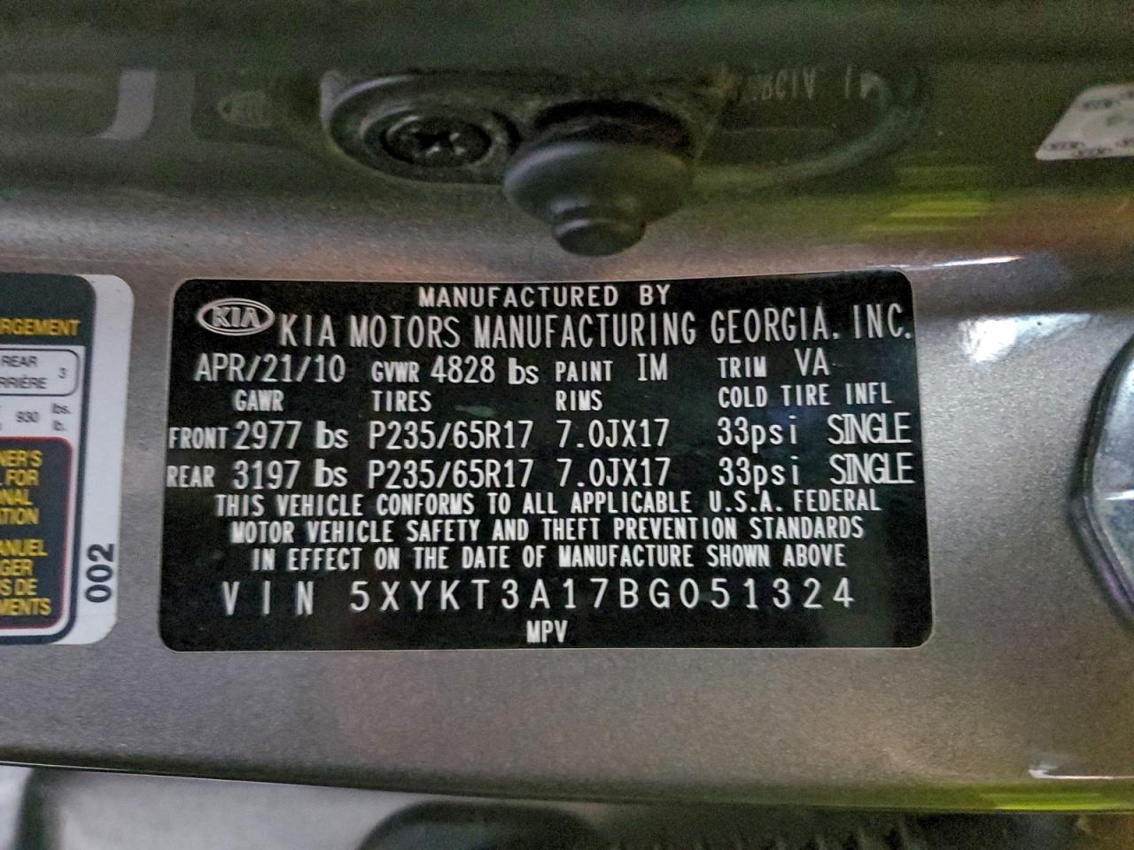 2011 KIA SORENTO BASE photo 13
