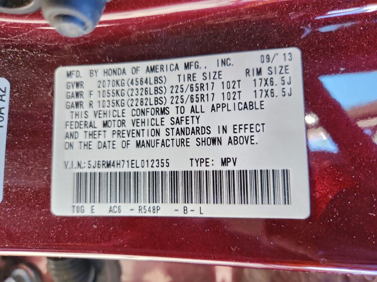 2014 HONDA CR-V EXL photo 14