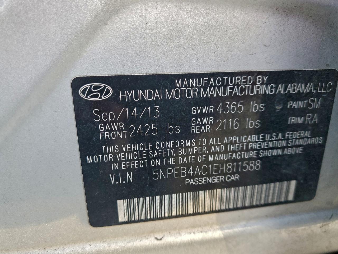 2014 HYUNDAI SONATA GLS photo 12