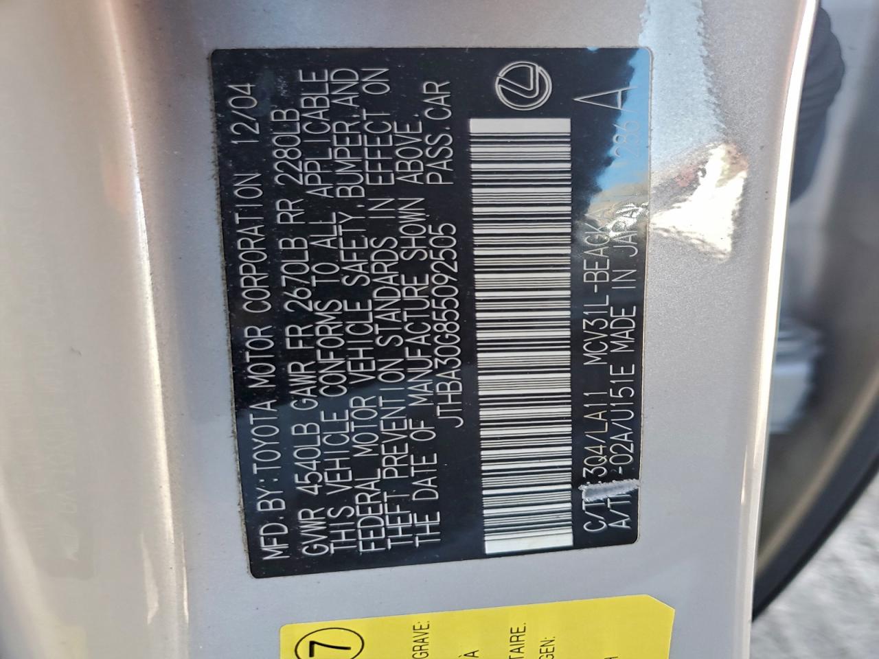 2005 LEXUS ES 330 photo 12