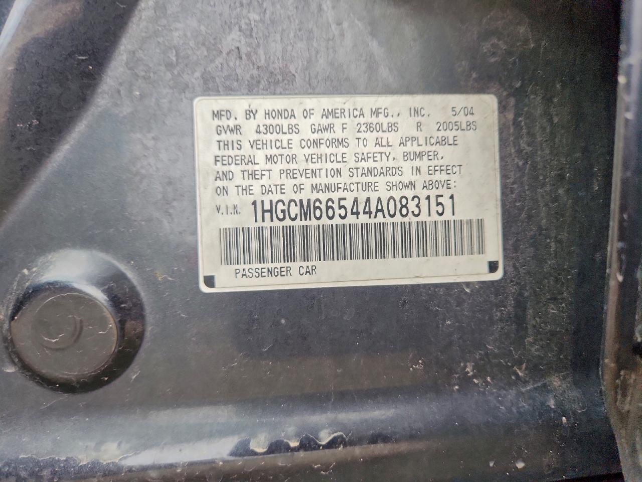 2004 HONDA ACCORD EX photo 12