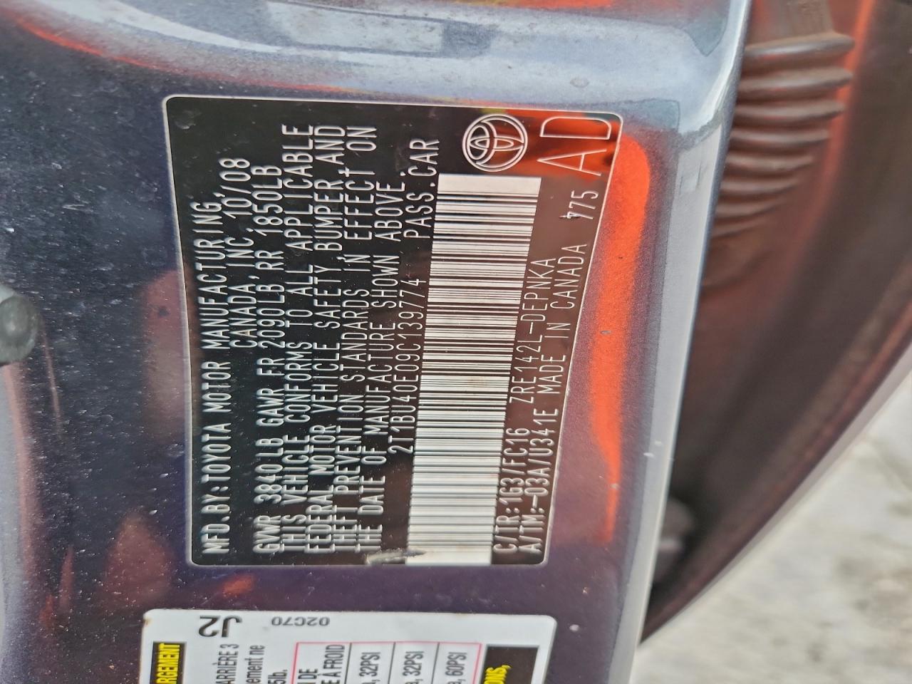 2009 TOYOTA COROLLA BASE photo 13
