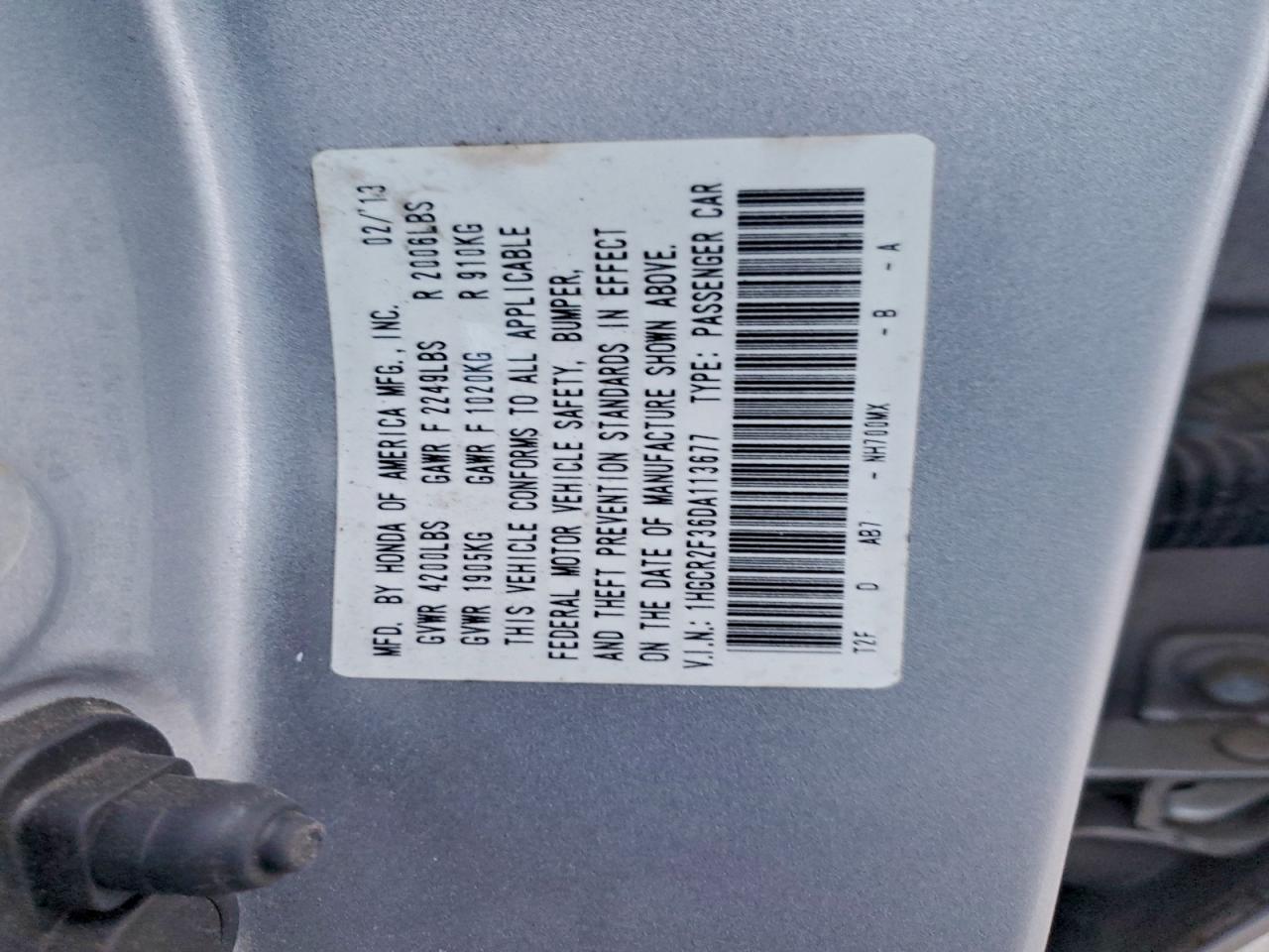 2013 HONDA ACCORD LX photo 23