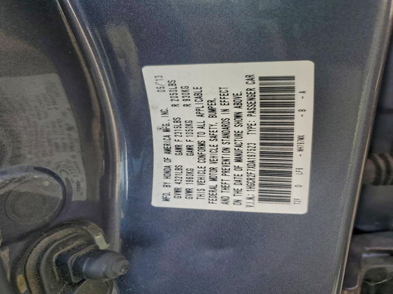2013 HONDA ACCORD EX photo 12