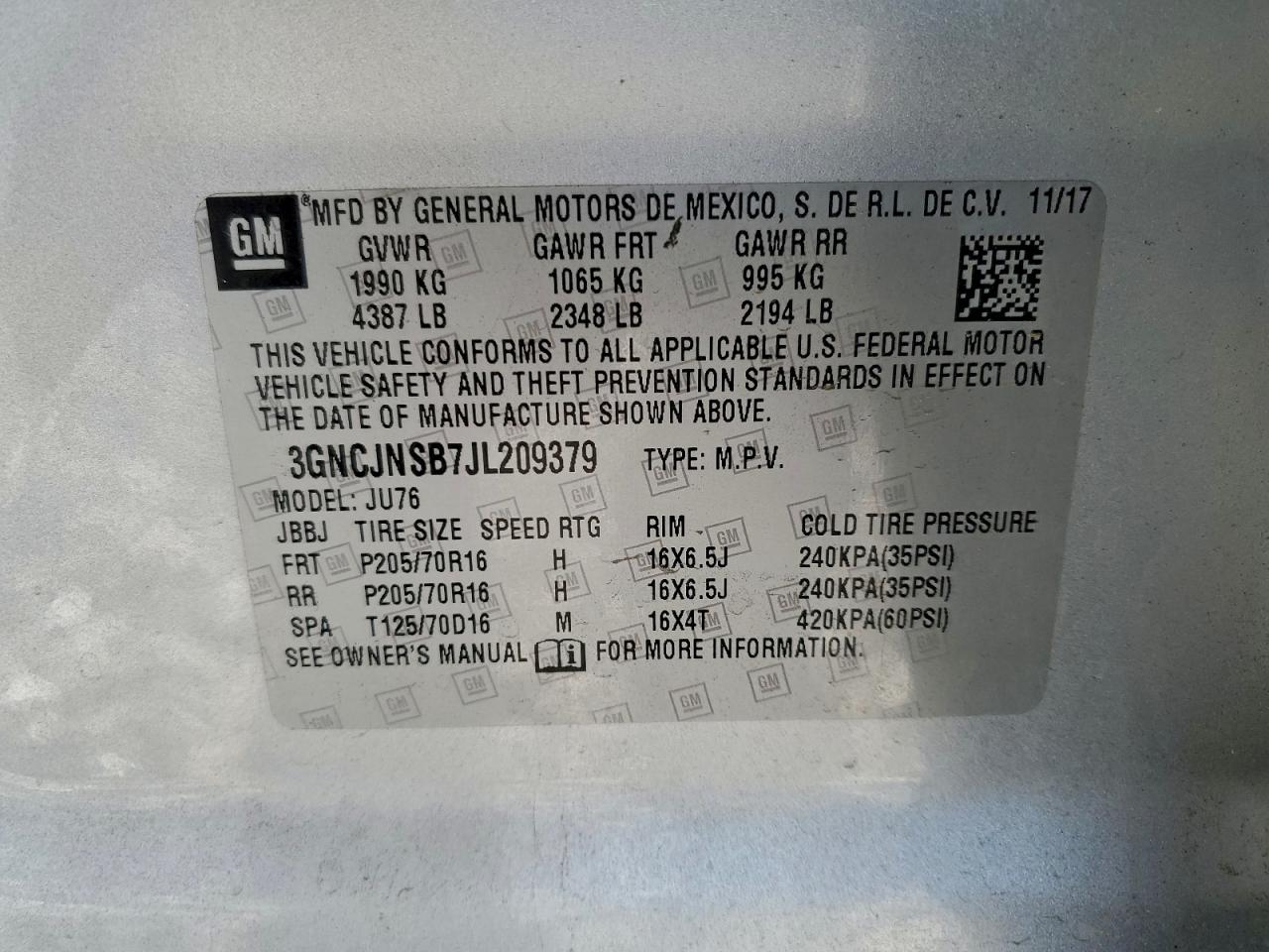 2018 CHEVROLET TRAX LS photo 14