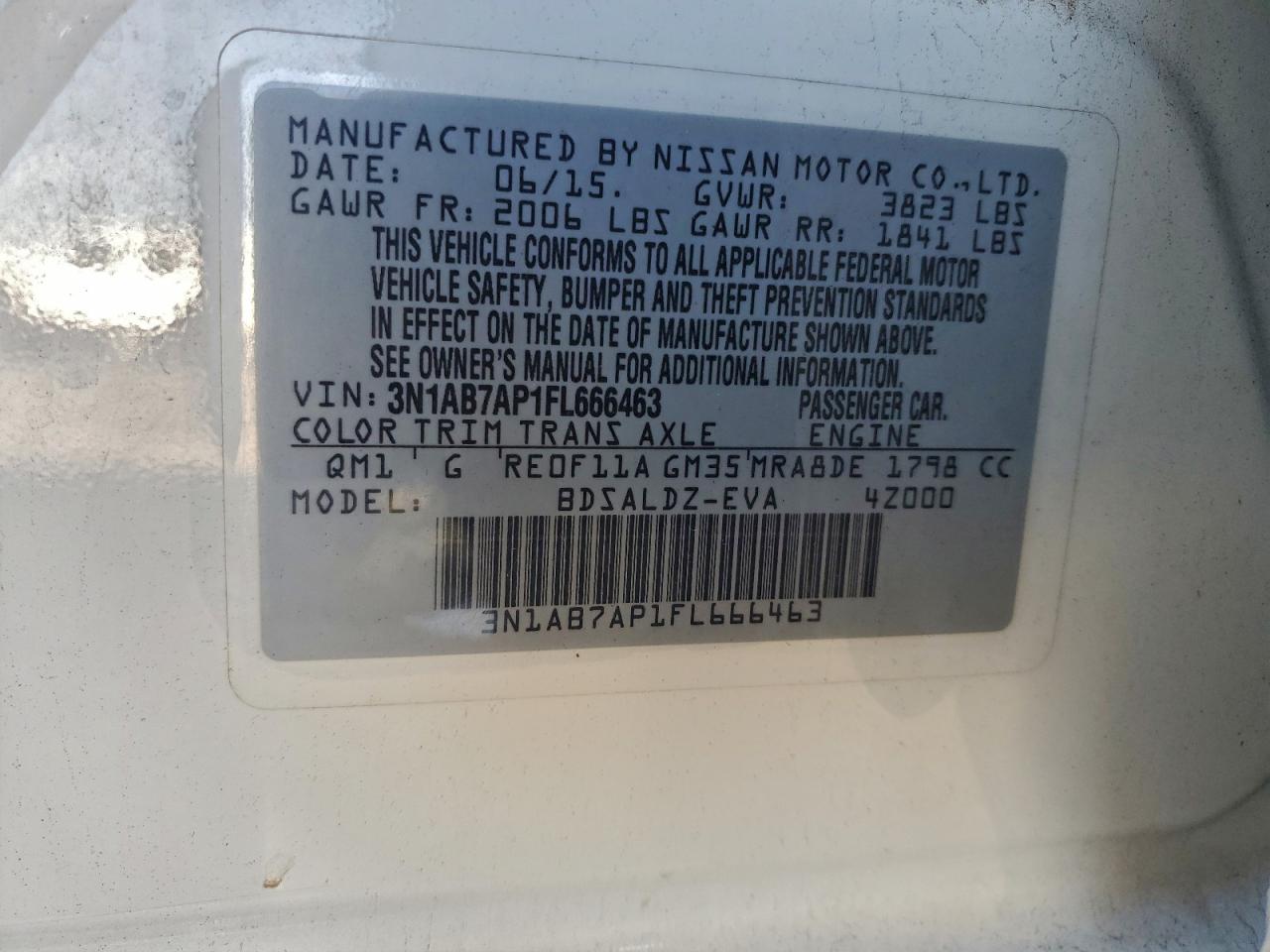 2015 NISSAN SENTRA S photo 13