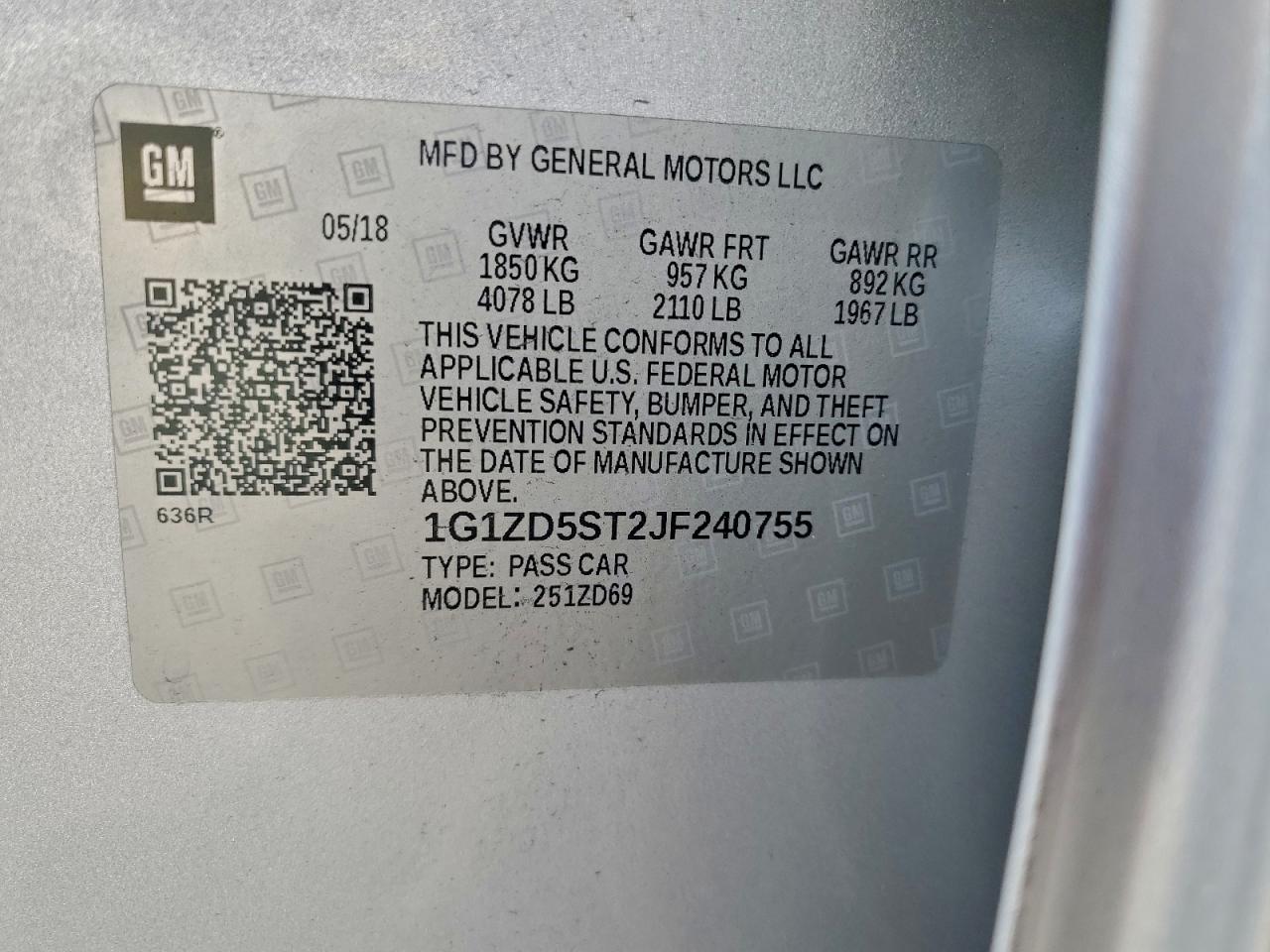 2018 CHEVROLET MALIBU LT photo 12