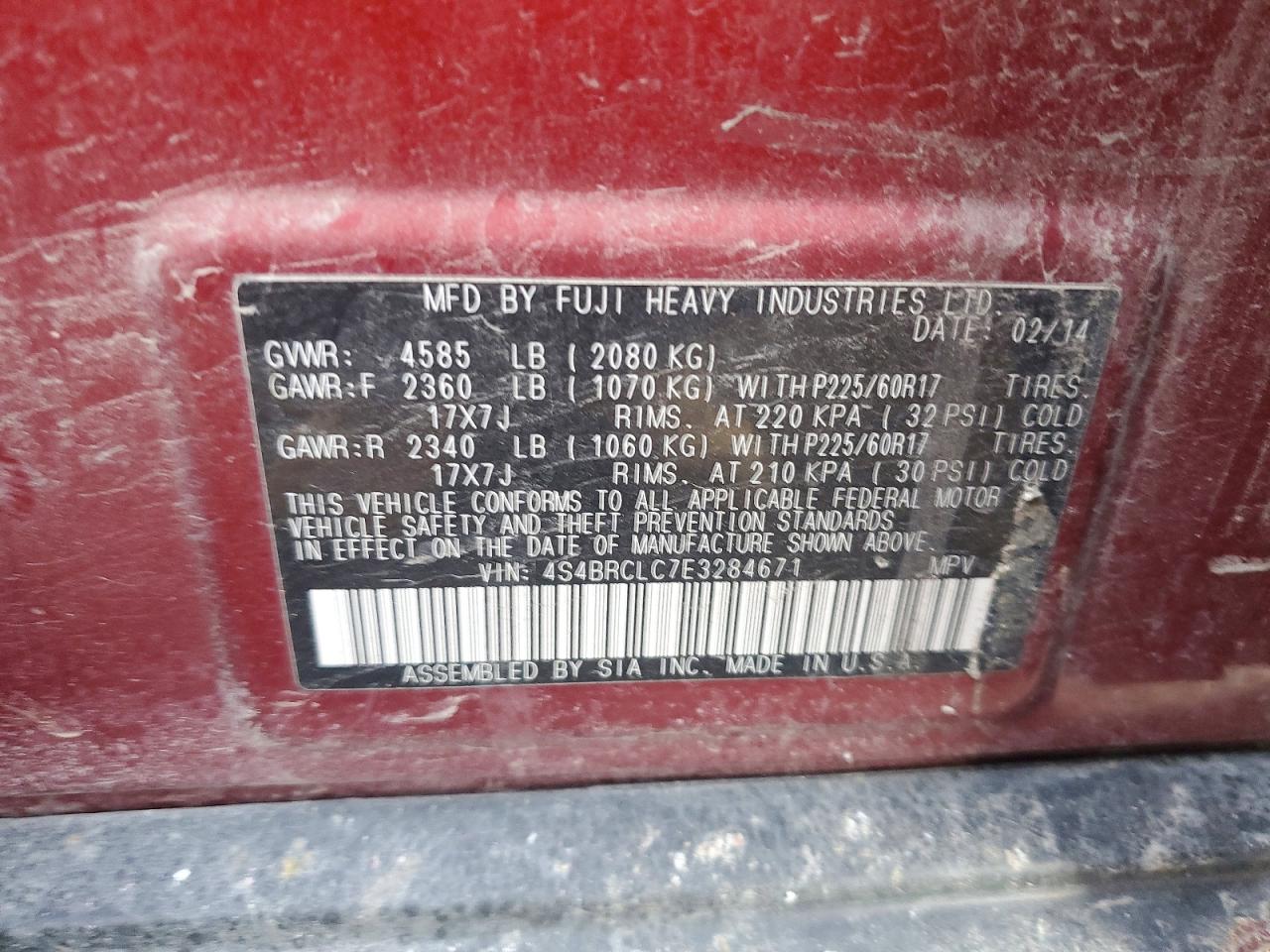 2014 SUBARU OUTBACK 2.5I LIMITED photo 13