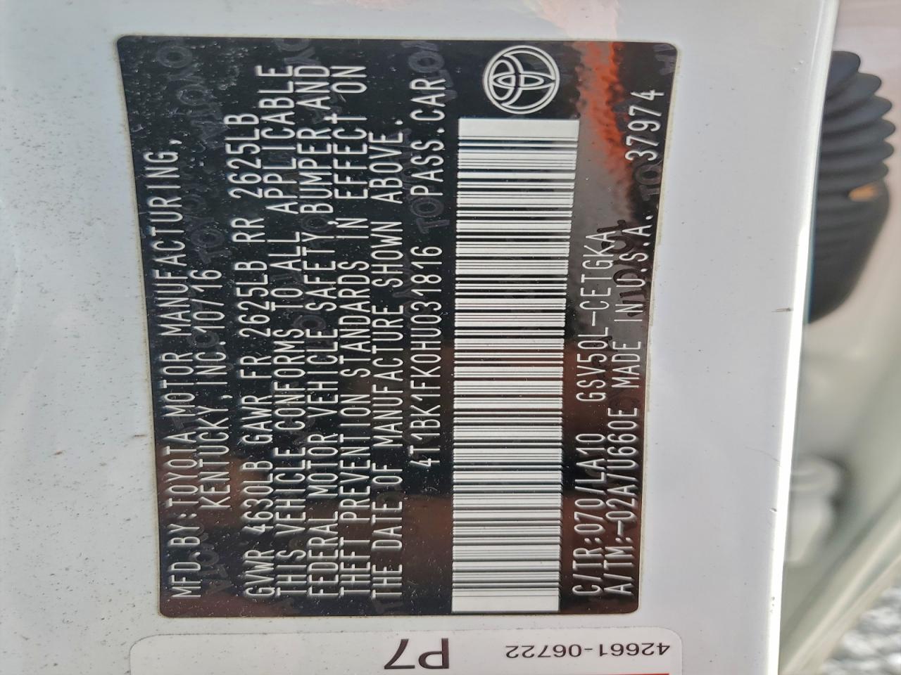 2017 TOYOTA CAMRY XSE photo 37