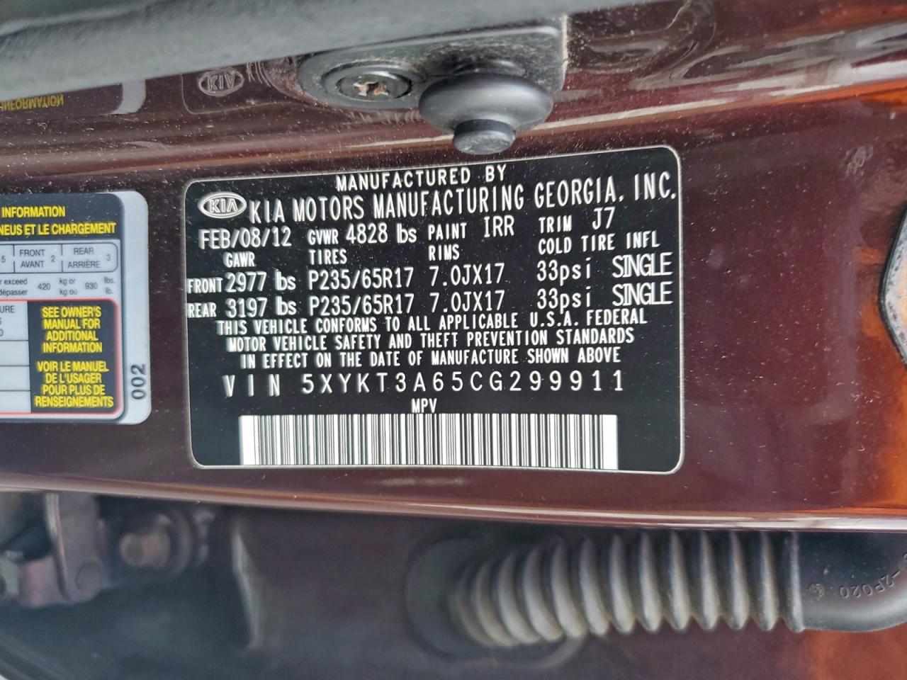 2012 KIA SORENTO BASE photo 12