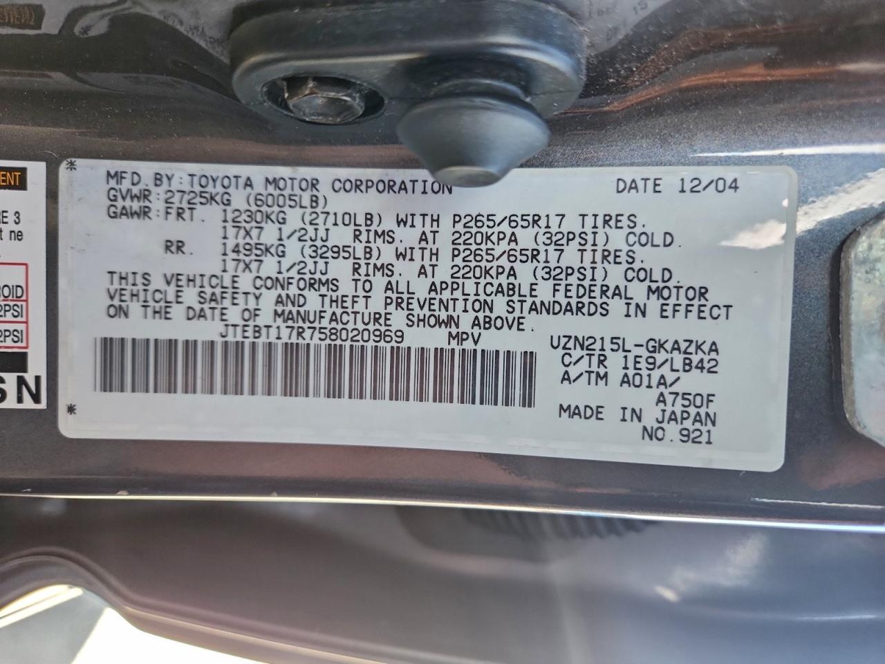 2005 TOYOTA 4RUNNER LIMITED photo 27