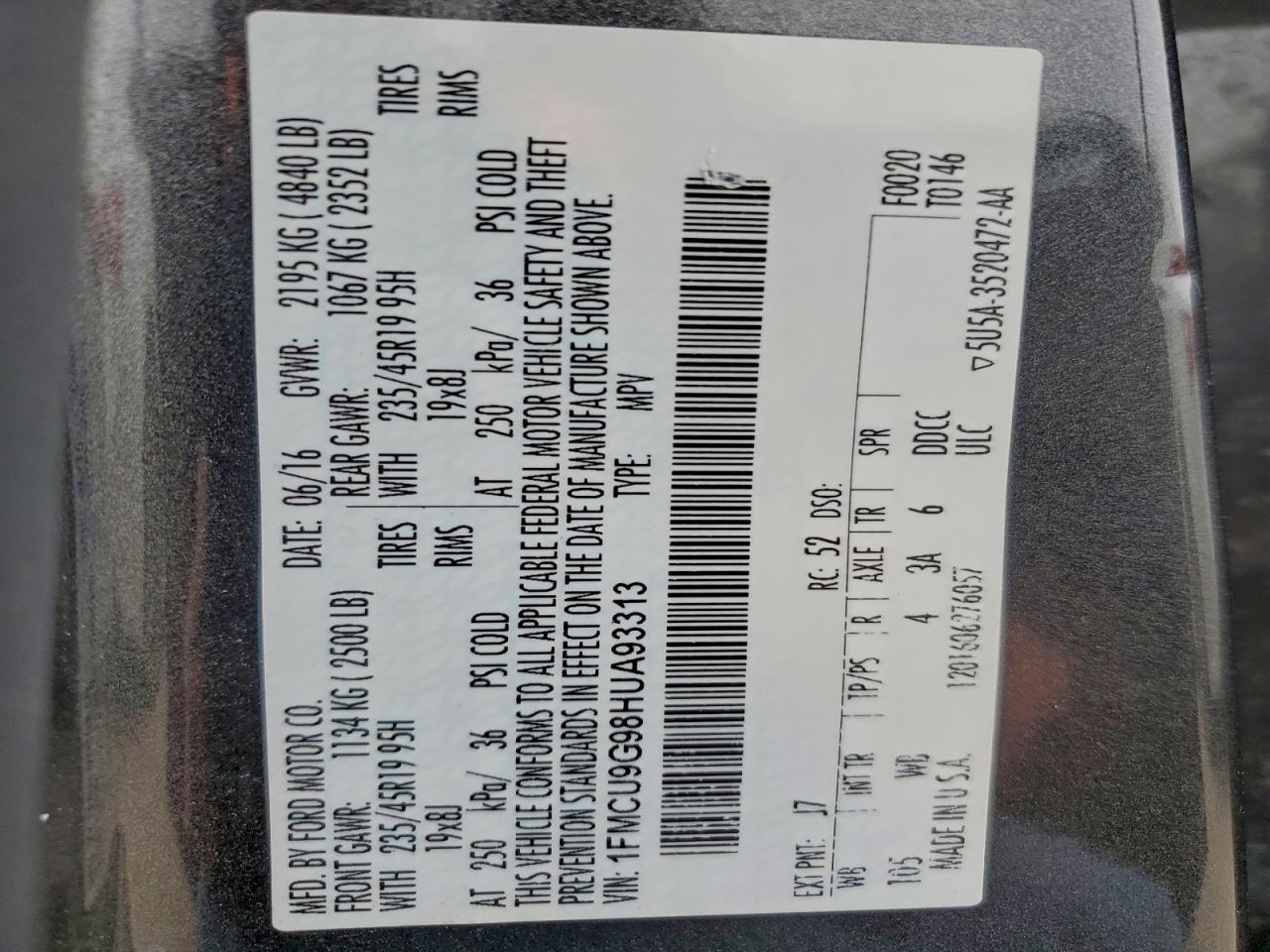 2017 FORD ESCAPE SE photo 14