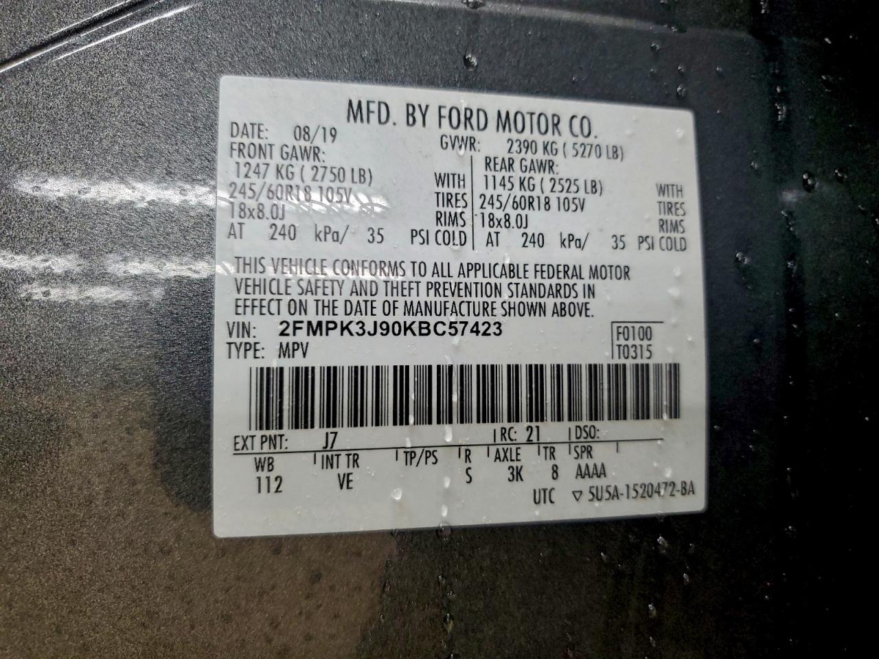2019 FORD EDGE SEL photo 13
