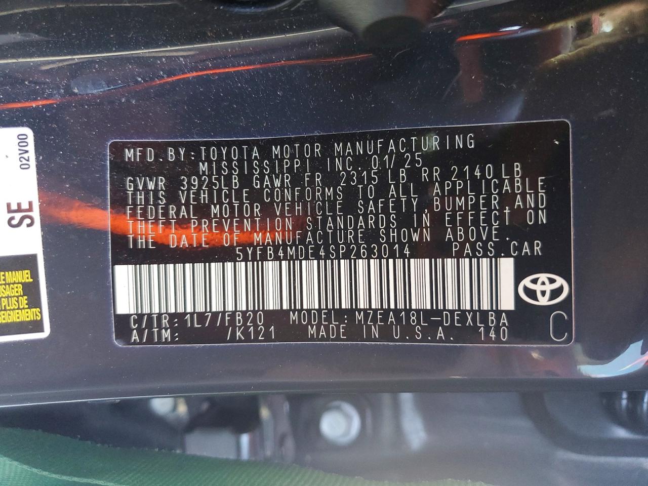 2025 TOYOTA COROLLA LE photo 12
