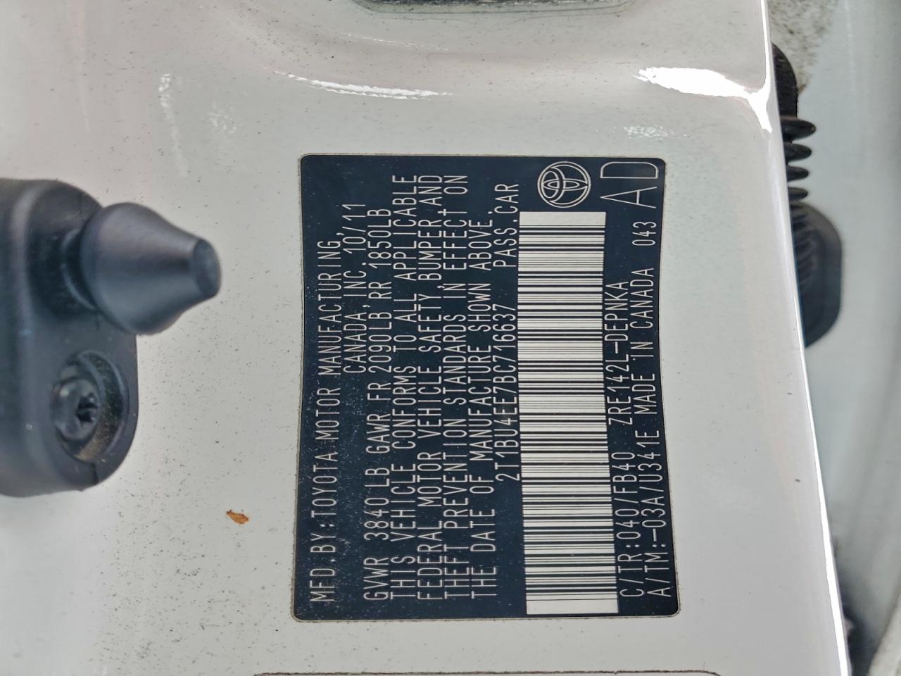 2011 TOYOTA COROLLA BASE photo 12