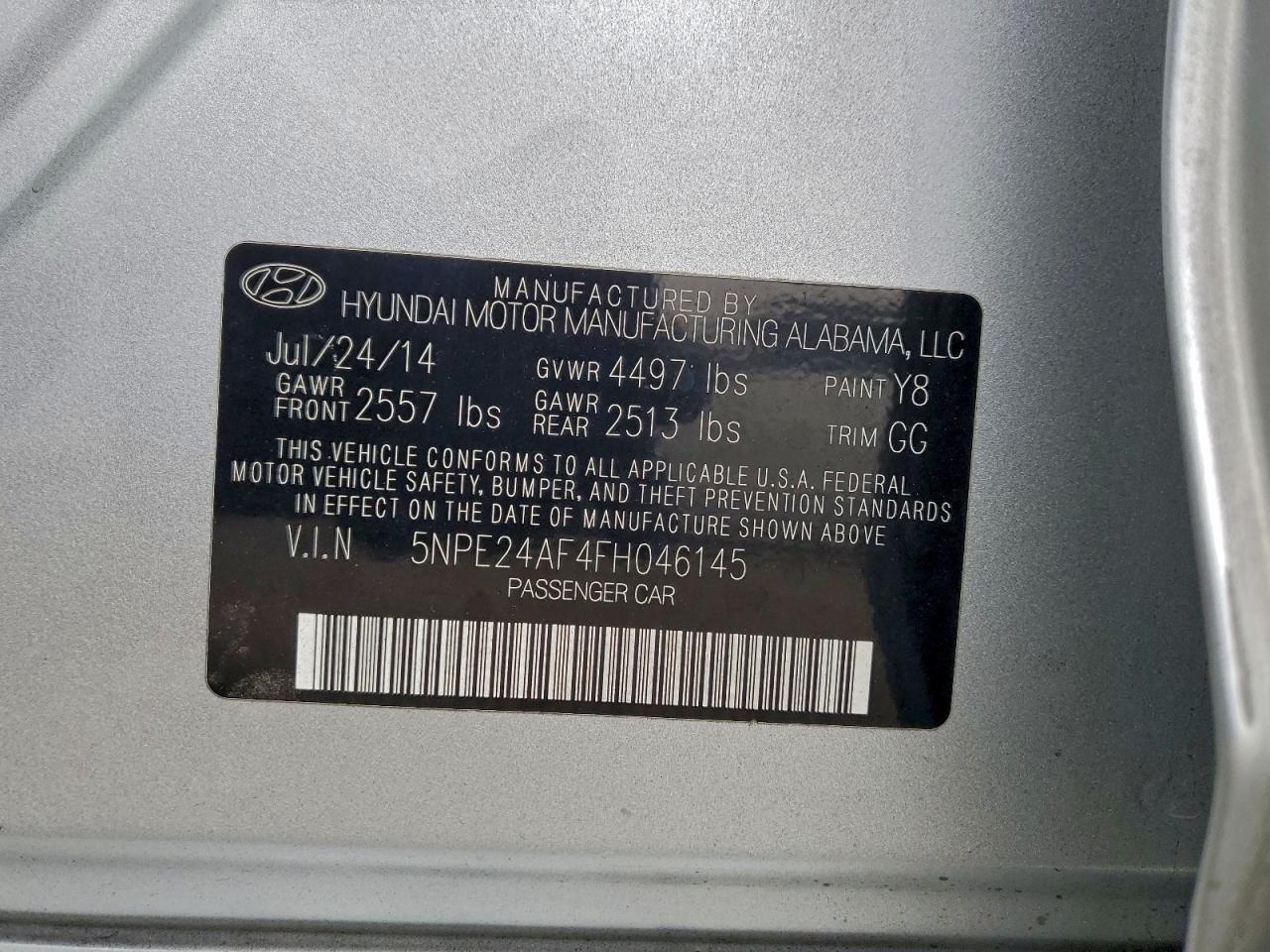 2015 HYUNDAI SONATA SE photo 12