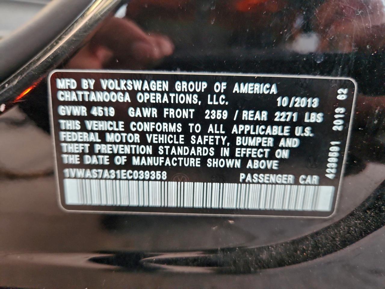 2014 VOLKSWAGEN PASSAT S photo 12