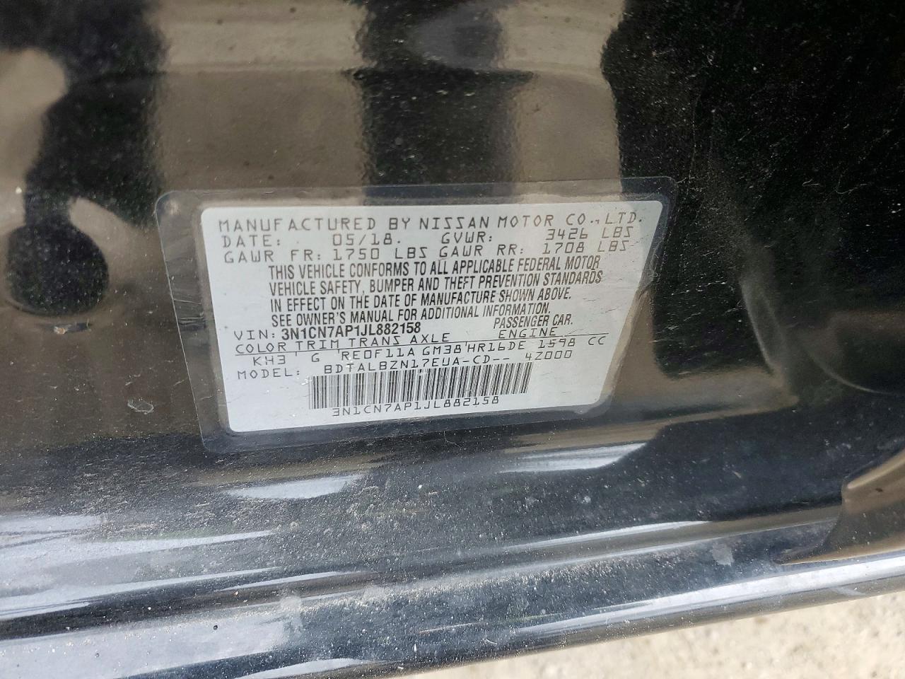 2018 NISSAN VERSA S photo 12