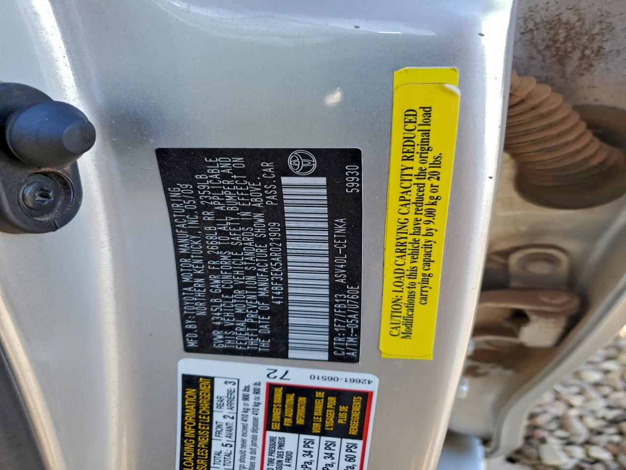 2010 TOYOTA CAMRY BASE photo 12