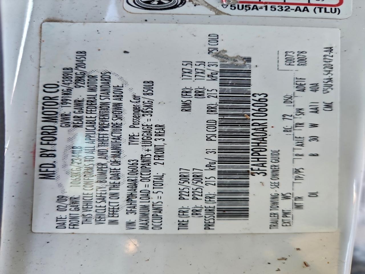 2010 FORD FUSION SE photo 13