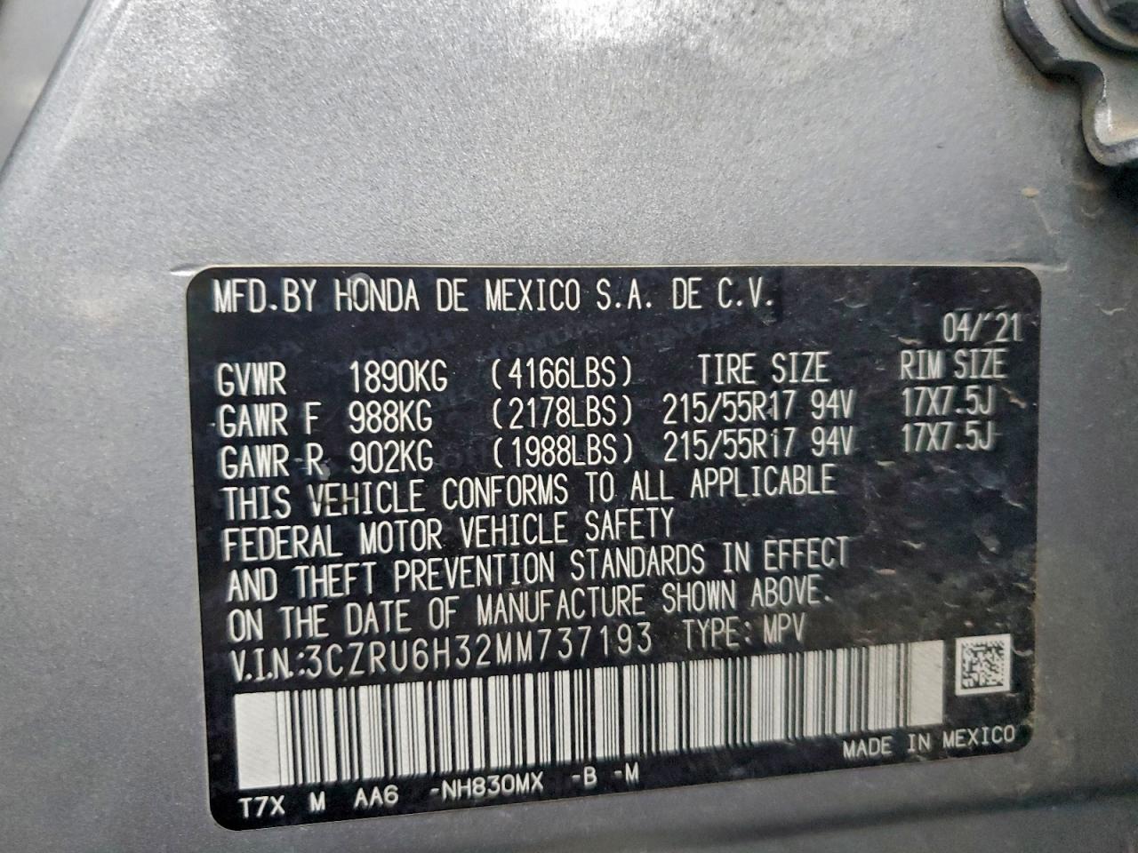 2021 HONDA HR-V LX photo 13