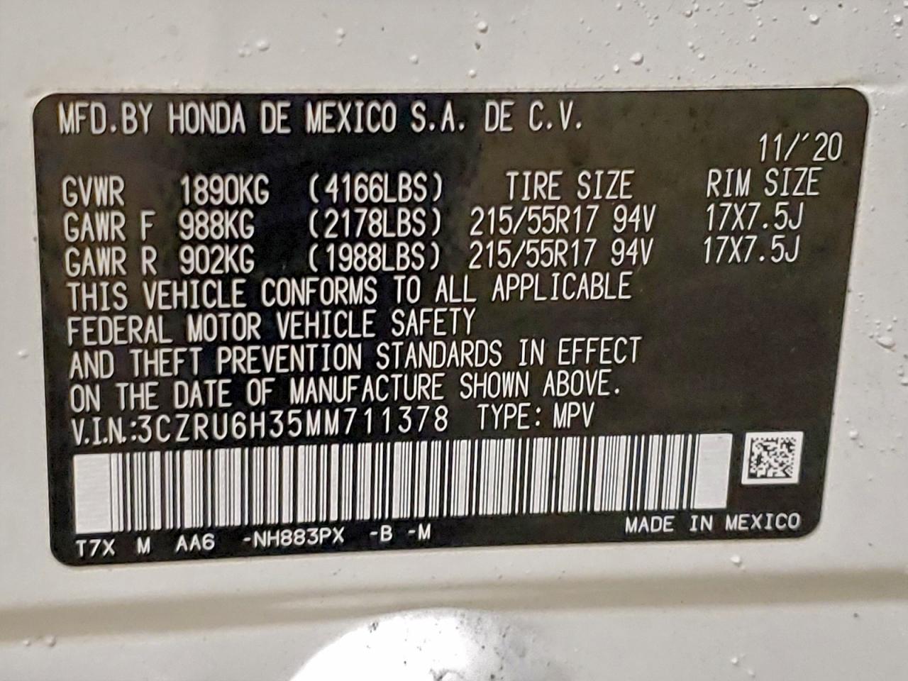 2021 HONDA HR-V LX photo 25