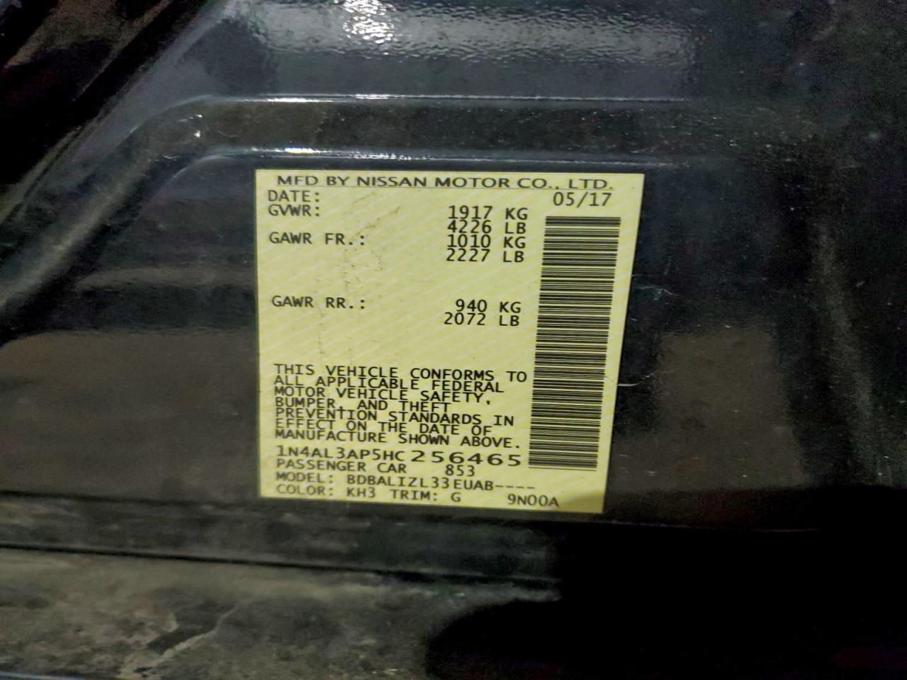 2017 NISSAN ALTIMA 2.5 photo 12