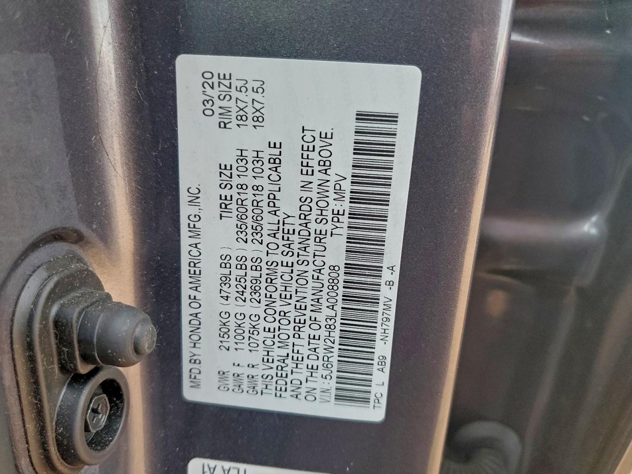 2020 HONDA CR-V EXL photo 12