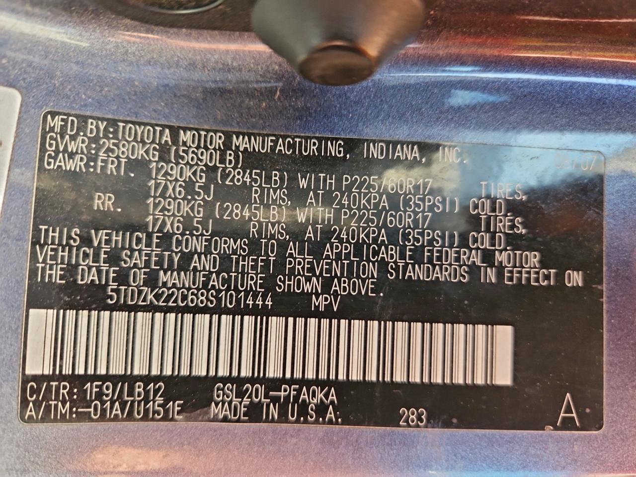2008 TOYOTA SIENNA XLE photo 13
