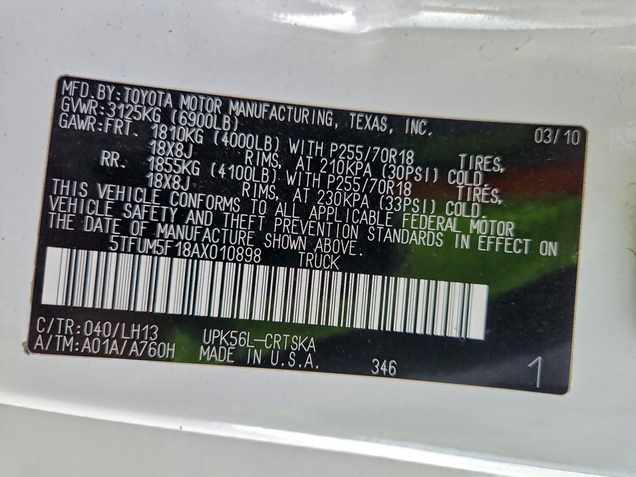 2010 TOYOTA TUNDRA DOUBLE CAB SR5 photo 12