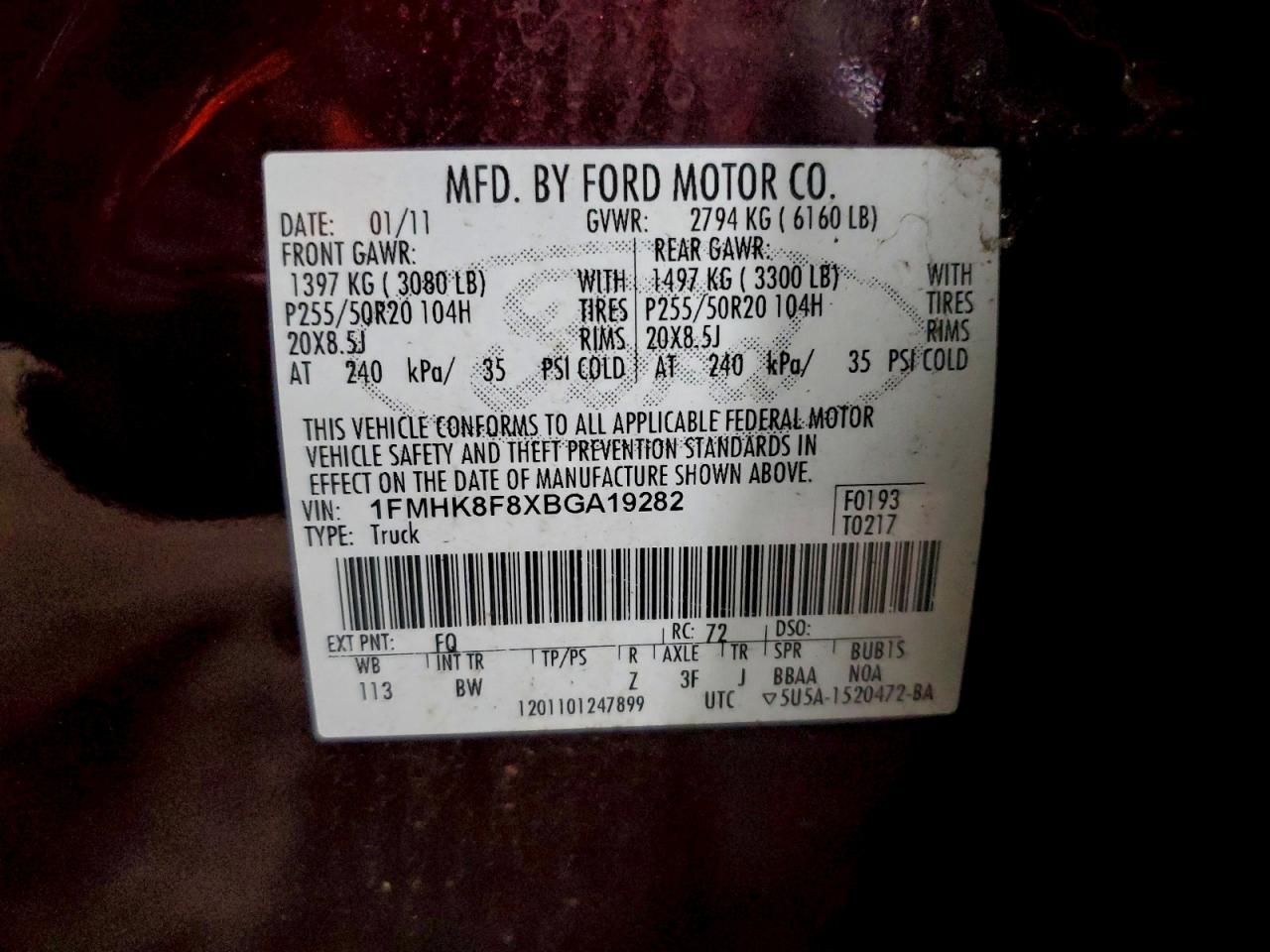 2011 FORD EXPLORER LIMITED photo 13