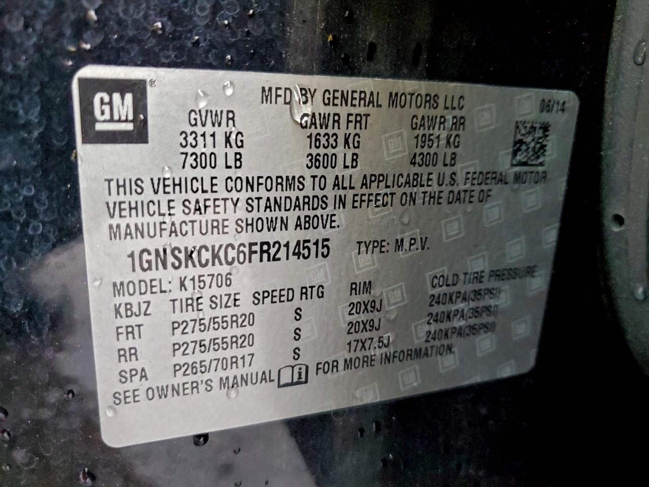 2015 CHEVROLET TAHOE K1500 LTZ photo 37