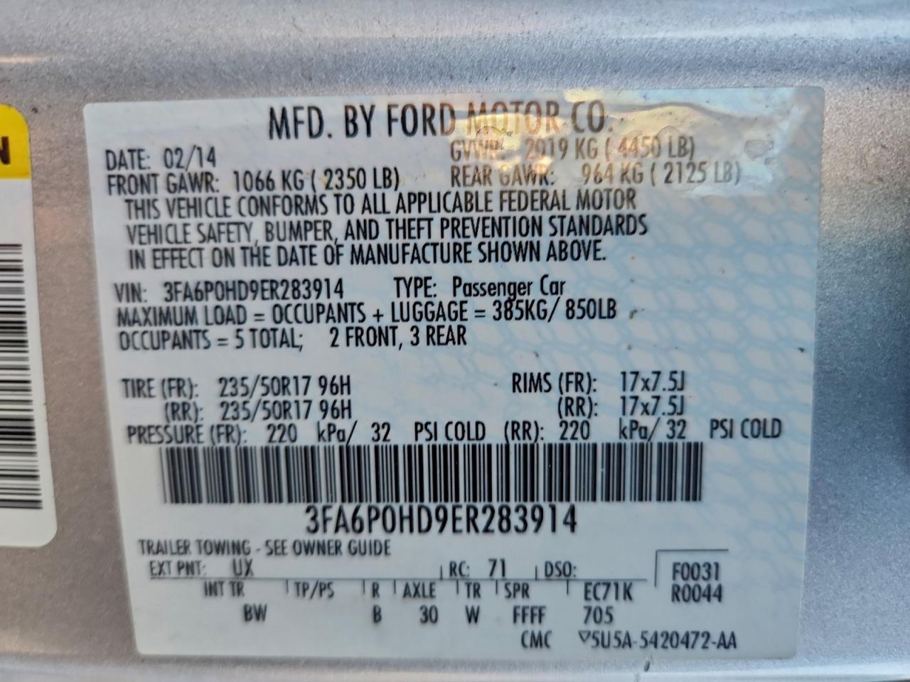 2014 FORD FUSION SE photo 12